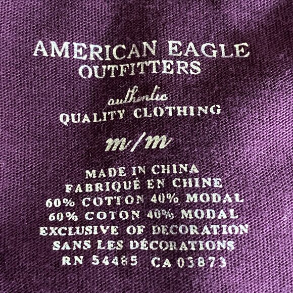 Y2K American Eagle Outfitters Henley Babydoll Shirt Purple Tie Back 00s Boho-M - Picture 8 of 9